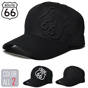 Amazon | [ROUTE66] キャップ (ブラック×ブラック（18601